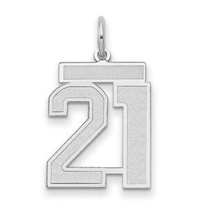 14k White Gold, Jersey Collection, Medium Number 21 Pendant